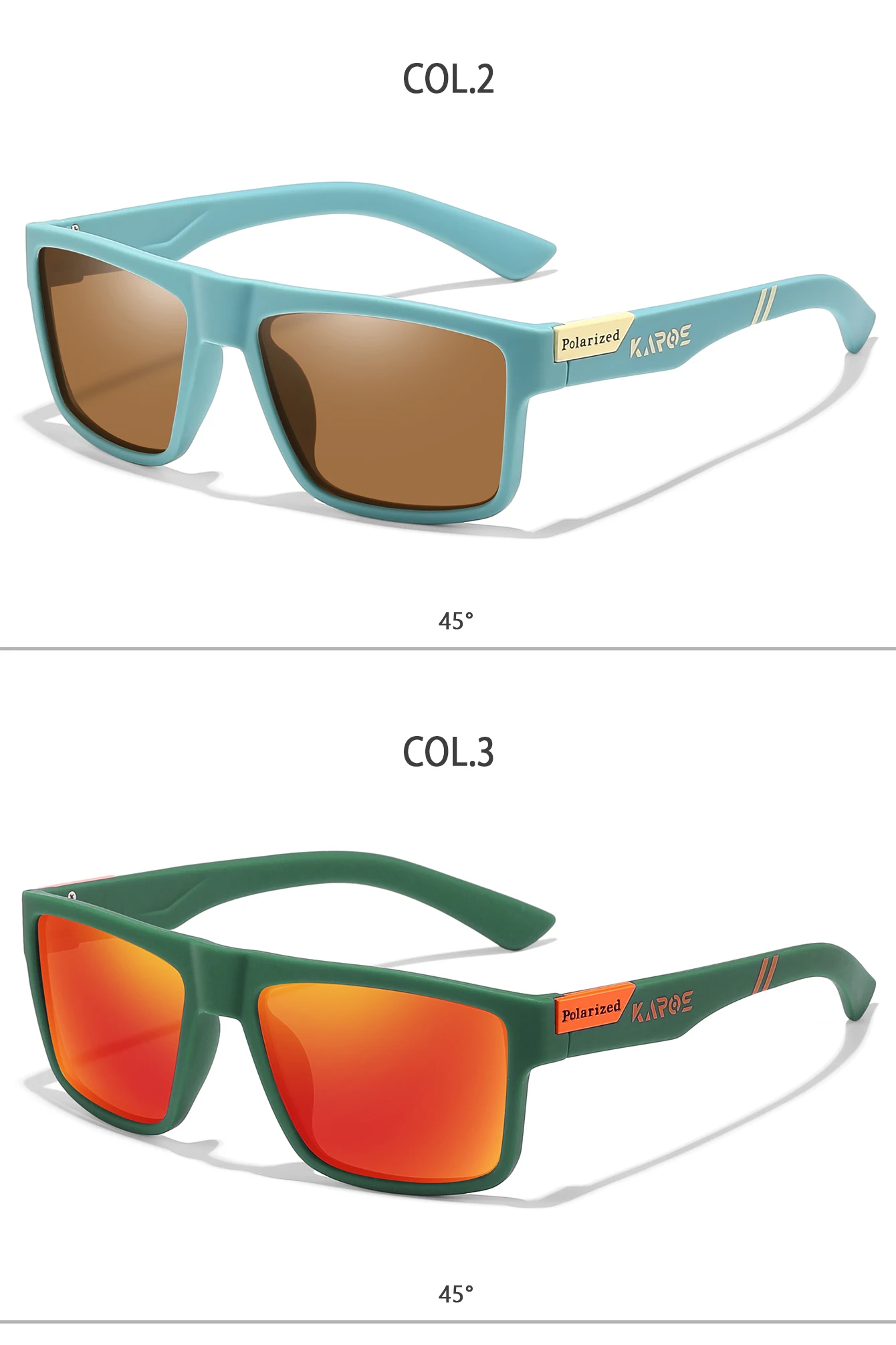 KAROS Mode Polarisierte Sonnenbrille für Männer und Frauen Luxus Fahren Angeln Reisen Vintage Quadratische Sonnenbrille für Herren UV400 Eyewear – Detail 7