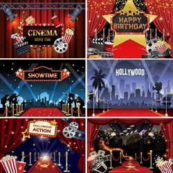 Cinema Movie Night Theme Photography Hollywood Red Carpet Film Event Star Backdrop Adults Birthday Party Red Carpet Decorations