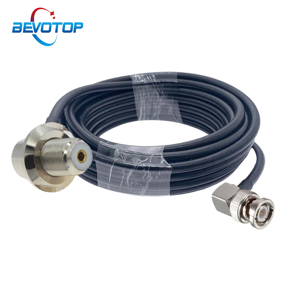 Right Angle SO239 UHF Female to BNC Male Right Angle Plug RG58 Pigtail Extension Cable for CB Radio Ham Radio FM Transmitter