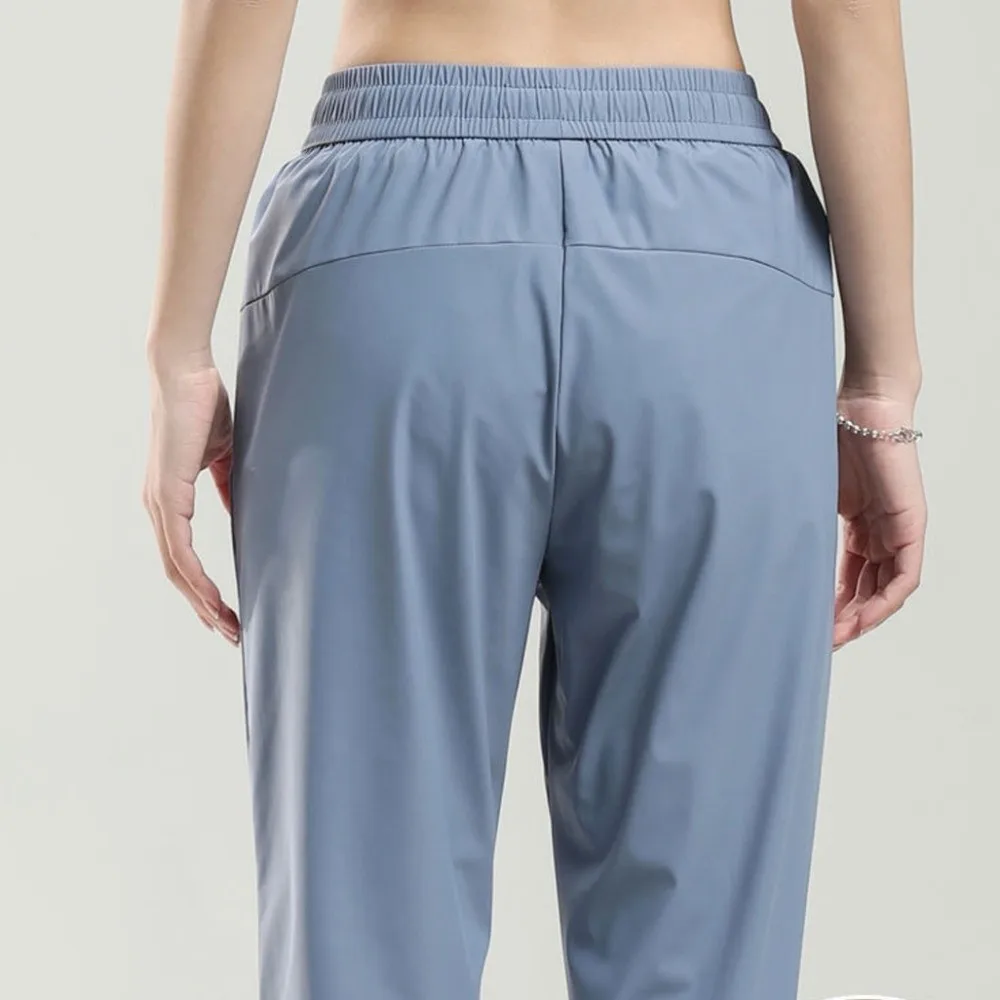 

Спортивные брюки из ледяного шелка для похудения, свободные, с карманами на молнии, дышащие, быстросохнущие, для бега и фитнеса