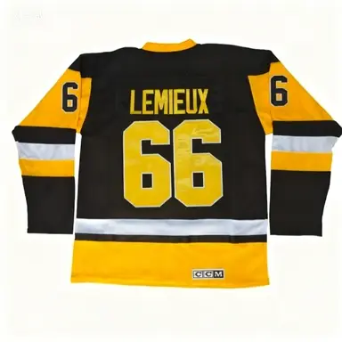 Camiseta para hombre, traje de entrenamiento, camiseta deportiva, Jersey de Hockey sobre hielo Retro americano 66 Mario Lemieux, camiseta 3D, camiseta de manga larga para hombre
