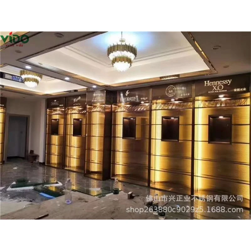 Custom. modern light luxury living room furniture glass wine cabinet stainless steel wine cellar display constant temperature co