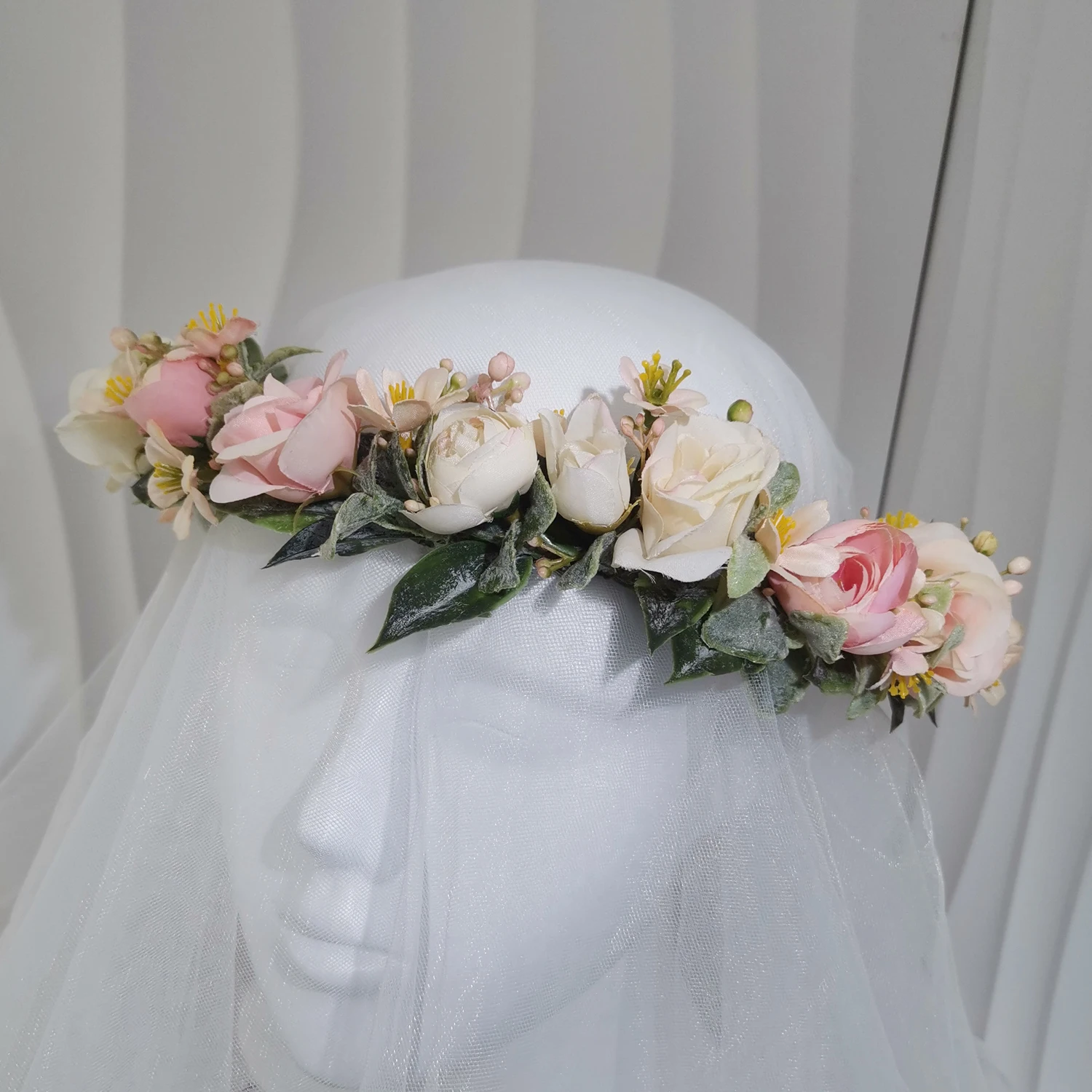 Romantische Roze Bloem Hoofdband Bruiloft Haaraccessoires Vrouwen Hoofdtooi Verloving Hoofddeksel Bruids Haarkleding Bloemen Bloem Kroon