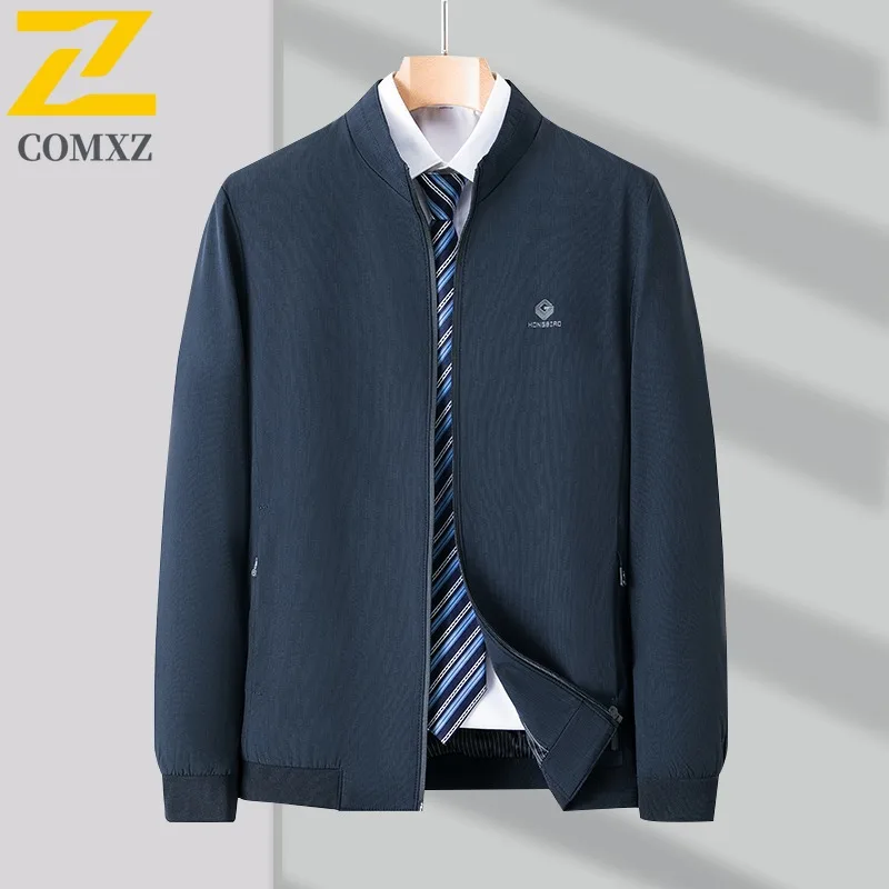 

COMXZ Роскошная мужская куртка, повседневная ветровка с воротником-стойкой, уличная рабочая ветровка для делового отдыха, ветрозащитная весенне-осенняя мужская одежда