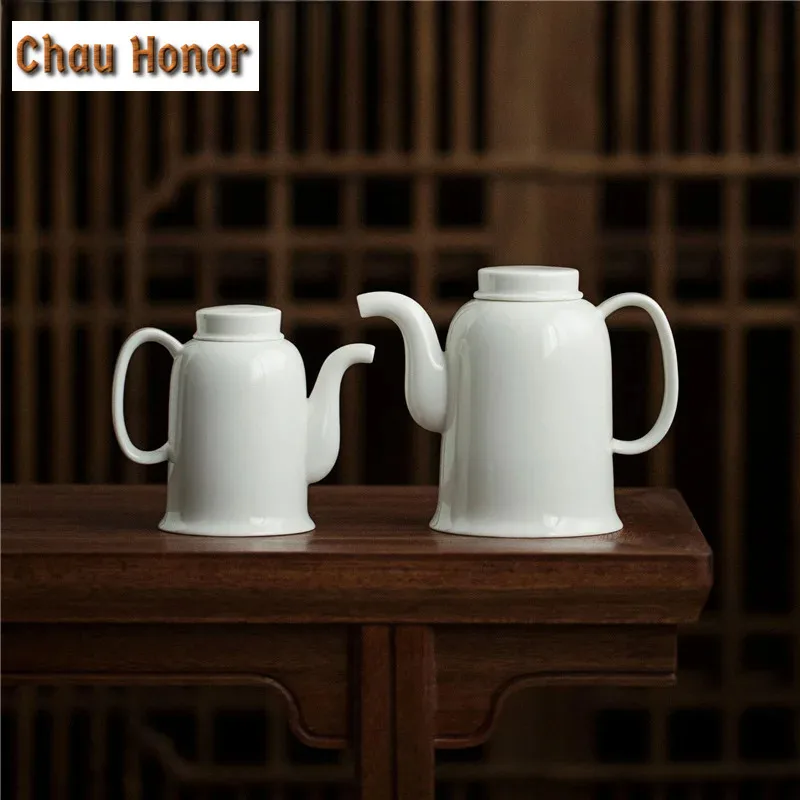 500ml Handmade Wihte Jade Porcelain Teapot Mutton Fat Jade Ceramic Teakettle High-capacity Master Pots Household Accessories