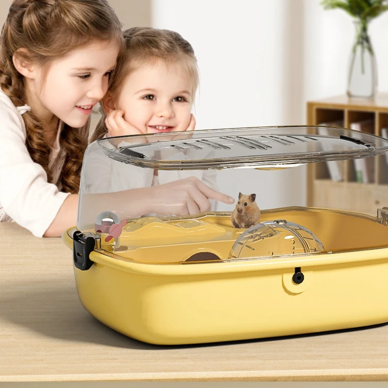Large Acrylic Hamster Cage Luxury Villa for Golden Hamster Transparent Hideout House Anti-Bite Escape-Proof Cage with Platform