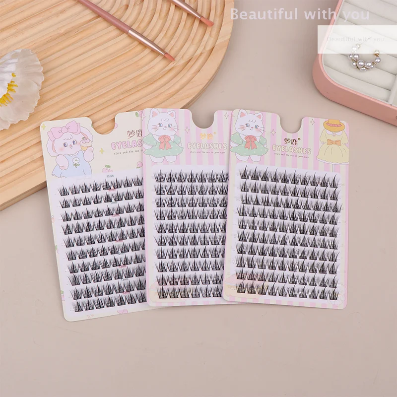 

New100pcs Lazy Man Fake Eyelash Trilogy Natural Eyelash Personal Eyelash Single Cluster Fairy Little Devil Self Adhesive Novice