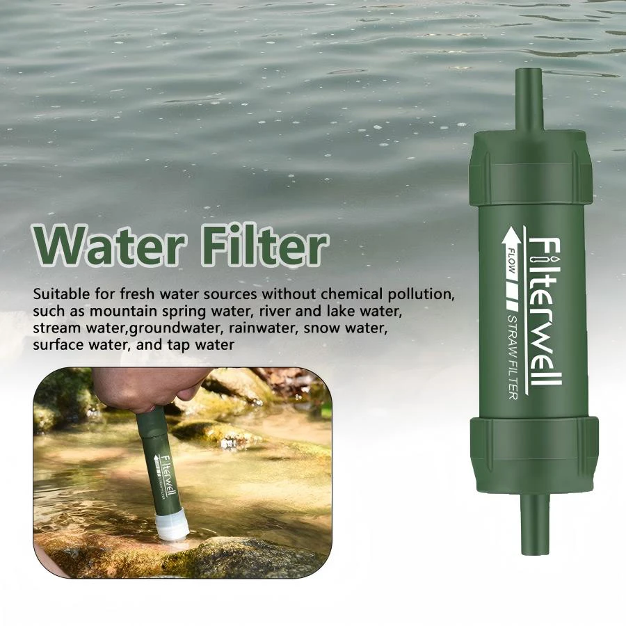 

1pcs Straw Water Filter,Camping Purification Portable Hiking Water Purifier for Survival or Emergency Supplies