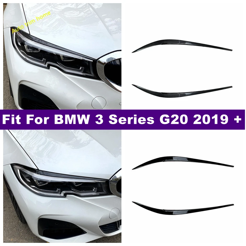 

Car Accessories Front Head Bumper Lights Lamps Eyelid Eyebrow Strip Cover Trim Fit For BMW 3 Series G20 2019 - 2024 Carbon Fiber