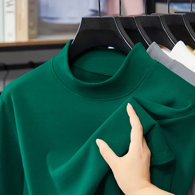 New Arrival Mens Mock Neck Basic Shirts Smooth Touch Elastic Fabric Long Sleeve Thermal Base Layer For Daily Wear