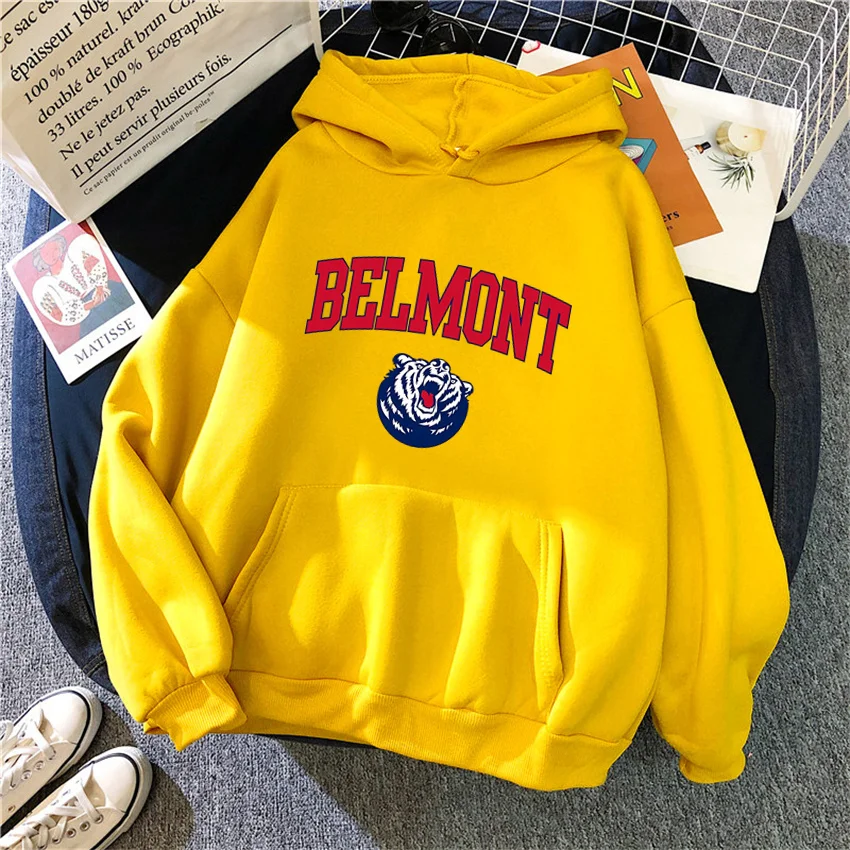 Women Hoodies Fashion Belmont University Print Hip Hop Fleece Woman Casual Pullover Unisex Streetwear Male Clothes Hoody