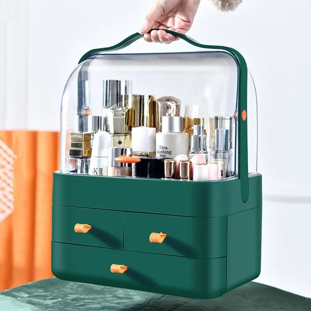 Clear Desktop Makeup Organizer Box Dustproof Cosmetic Jewelry Storage Drawer Box Home Skin Care Make Up Large Capacity Container