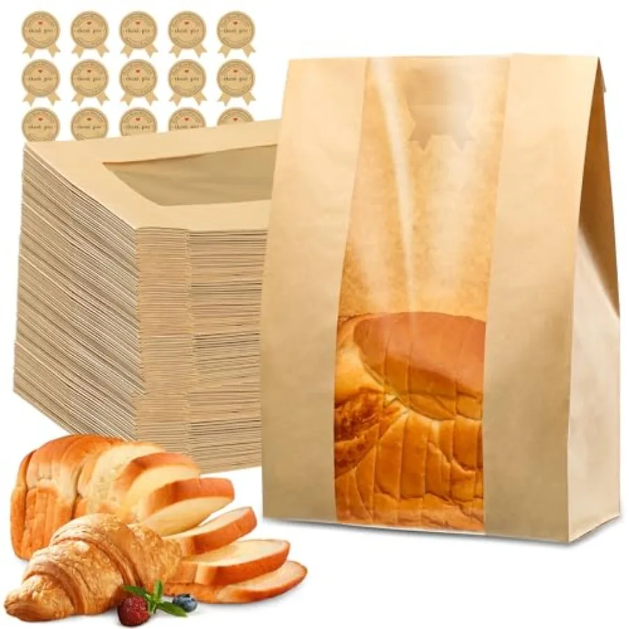 Pcs Bread Bags for Homemade Bread, Sourdough Paper With Window, % Thicker 13.7x8.2x3.7in A Large Bakery Bags Used for Storage C