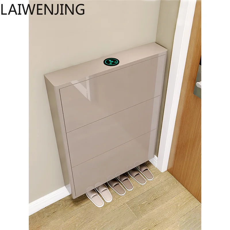 

HLZ Ultra-Thin Disinfection Shoe Cabinet 15cm Home Entrance Large Capacity Simple Metal Ultra-Narrow Flip Shoe Cabinet