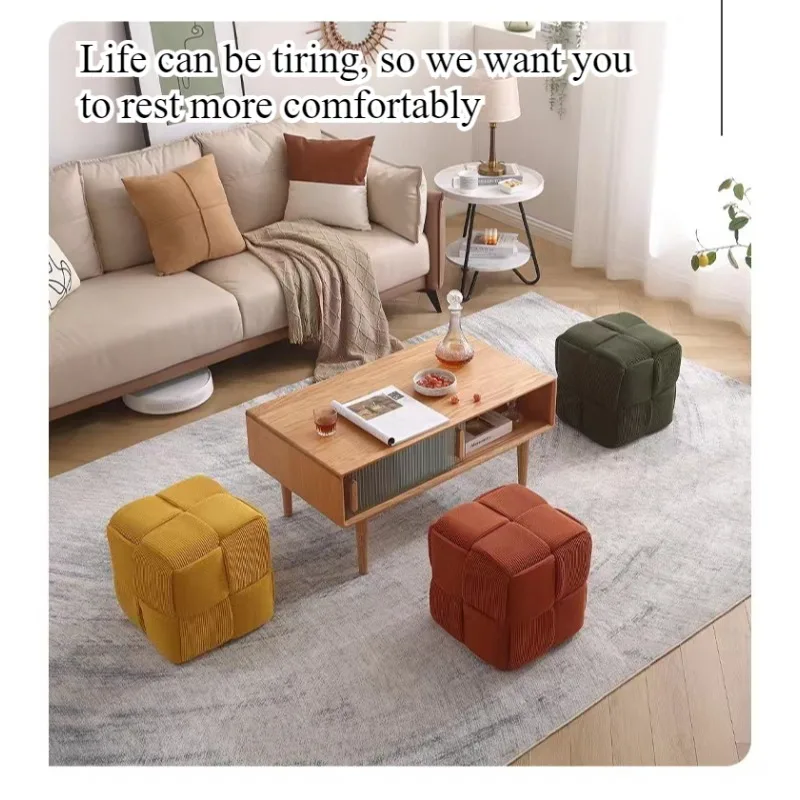 Small stool household tea machine Small square stool Separate sofa stool Foot pedal seat pier shoe changing stool Solid wood - view 4
