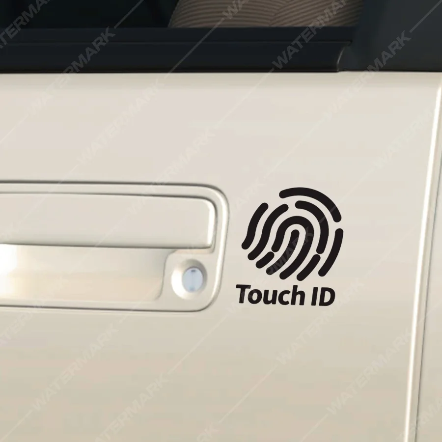 4Pcs Touch ID Fingerprint Vinyl Stickers, Waterproof Removable Prank Decals for Car Door Handle Phone Laptop Modification