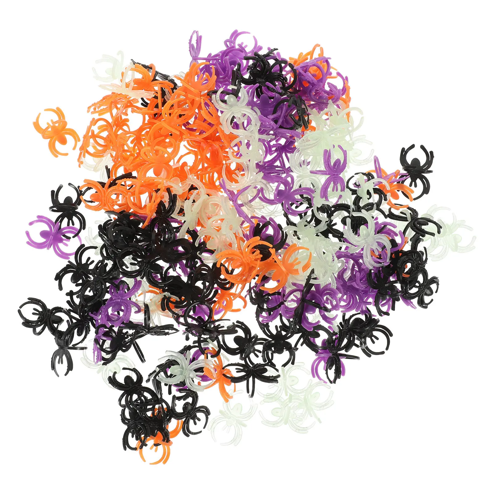 

200Pcs Flashing Spider Ring Halloween Night Party Decoration Plastic Lighted Ring for Concert Rave Fun Accessory