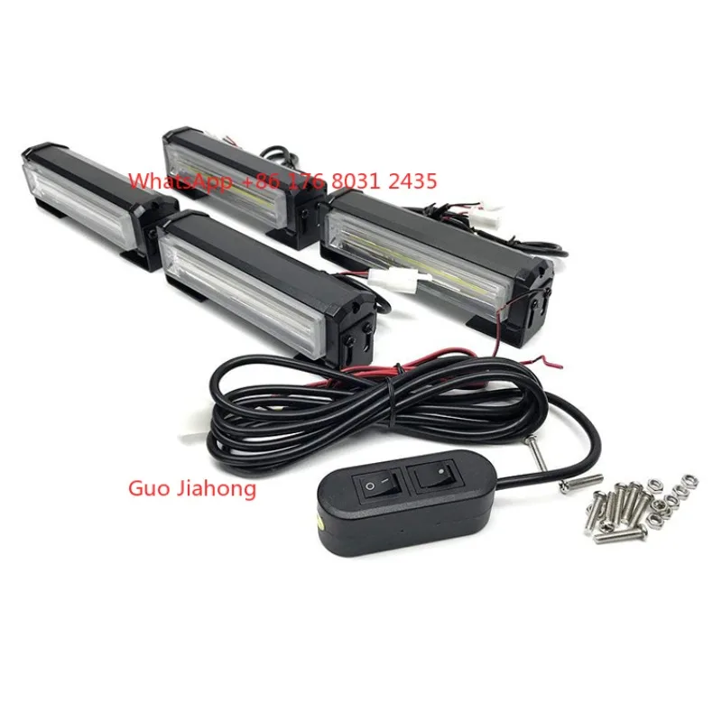 Multi-Function Red Blue LED Light Bar with Strobe Light Set& Siren Horn  12V/24V Emergency Kit