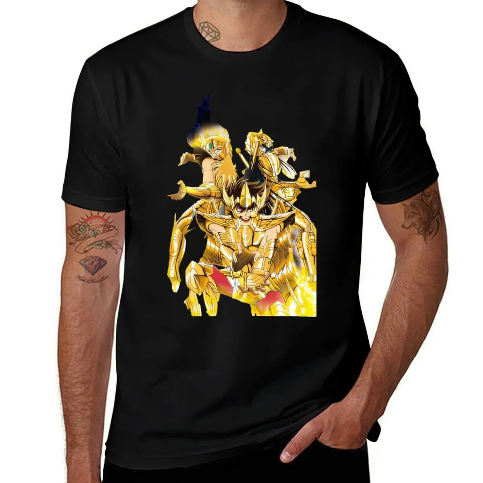 

T-Shirt Men Sporty Tee Sustainable Choice Oversized Fit Saint Seiya Bronze Saint Gold Saint Seiya Shun Shiryu Hyoga Ikki