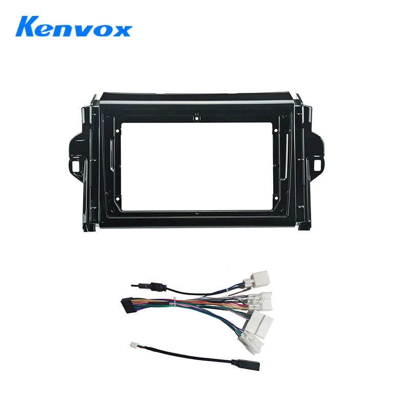 

Kenvox car audio Radio Frame For Toyota FORTUNER 2 COVERT 2015 2018 2DIN Fascia dvd Stereo Panel Harness Wire adapter
