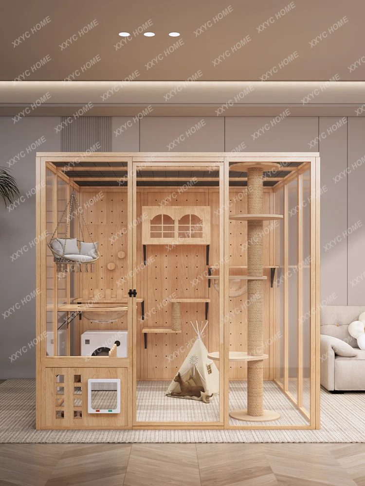 

Panoramic Villa Cat House Home Cage Large Indoor Cabinet Luxury Glass Cat Room