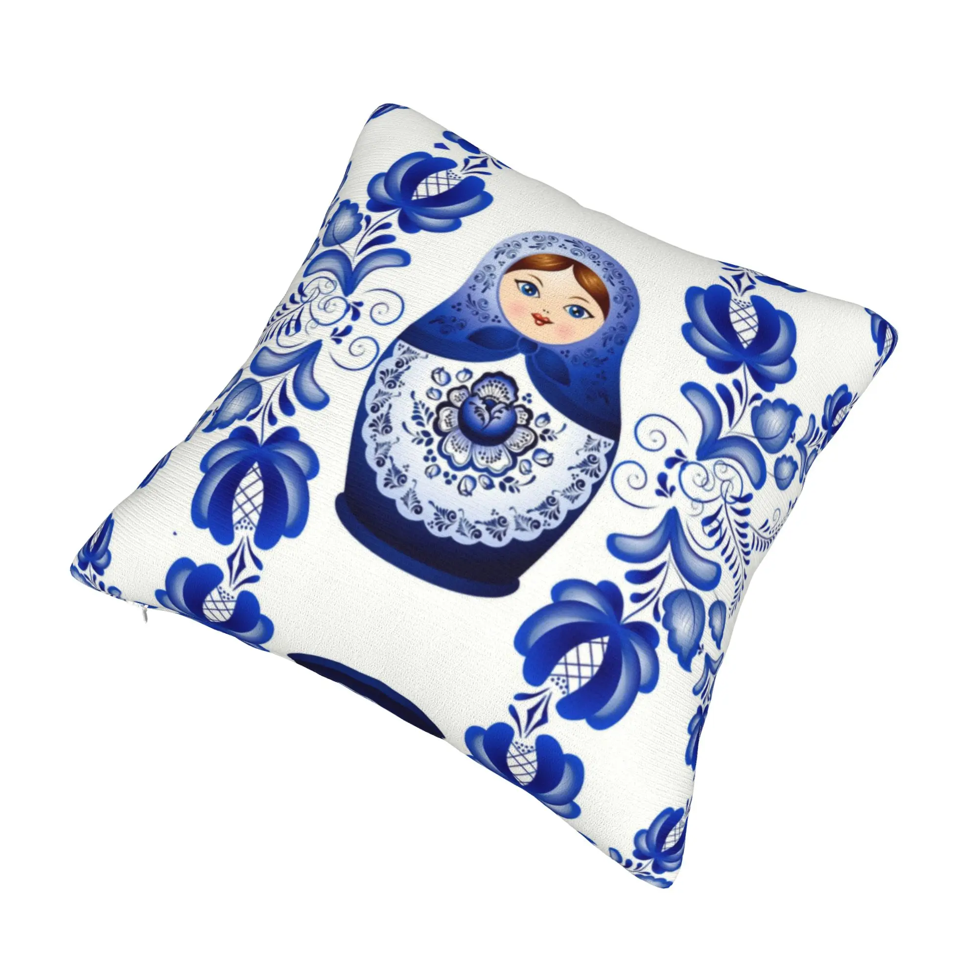 Luxury Matryoshka Doll Russia Cushion Cover 40x40cm Polyester Russian Folk Art Throw Pillow for Car Square Pillowcase