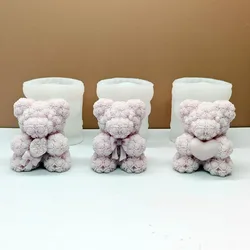DIY Bear Hug Flower Silicone Candle Molds 3D Cute Bear Hug Love Soap Plaster Cement Resin Crafts Make Mold Home Decor Gift