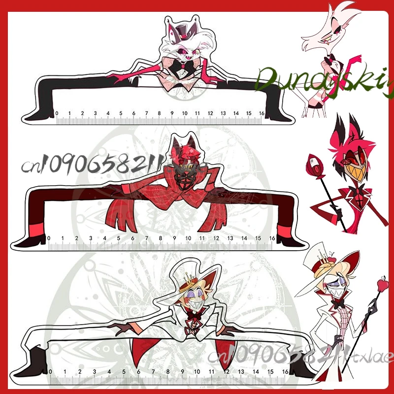 

Hazbin Hotel Character Ruler Set - Angel Dust Alastor Lucifer Themed 160mm School Ruler Halloween Student Gift