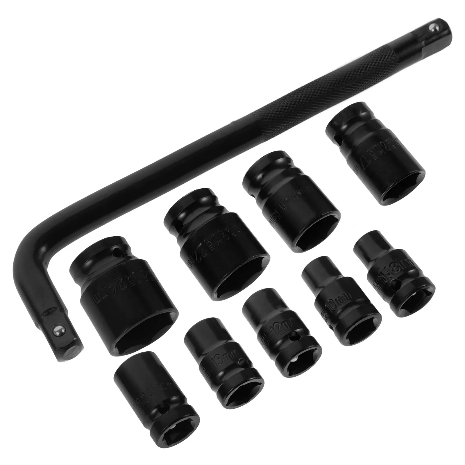 

Electric Wrench Socket Set 8-24mm Black Extended Tool Automotive Motorcycle Repair Mechanics Hardware Set Car