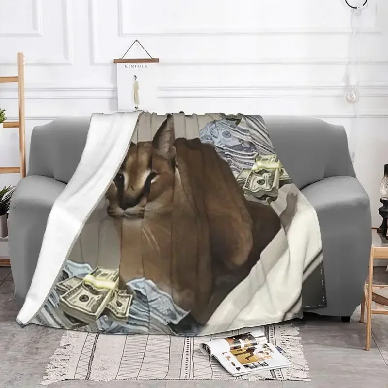 Caracal Big Floppa Cash Blanket Warm Fleece Soft Flannel Africa Gosha Throw Blankets for Bedding Sofa Home Spring