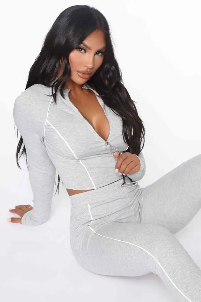 Merry See Combed Cotton Tracksuit Pajamas Suit Gray