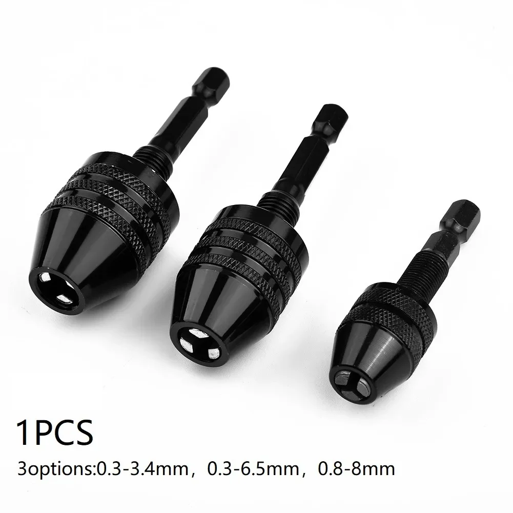 

1pcs 1/4" Keyless Chuck-Conversion Hex Shank Adapter Drill Bit Quick Change Driver Black 1/4" Hex Shank Tool Parts