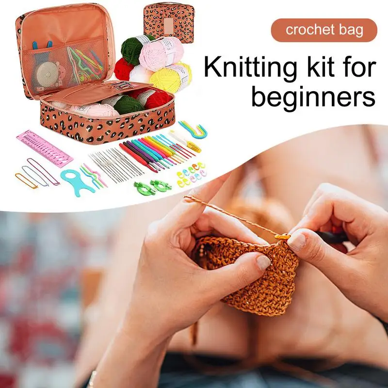 Beginner Crochet Kit For Adults 58PCS/Set Portable Crochet Kit Complete Yarn Set For Starters Multifunctional Knitting Tools For