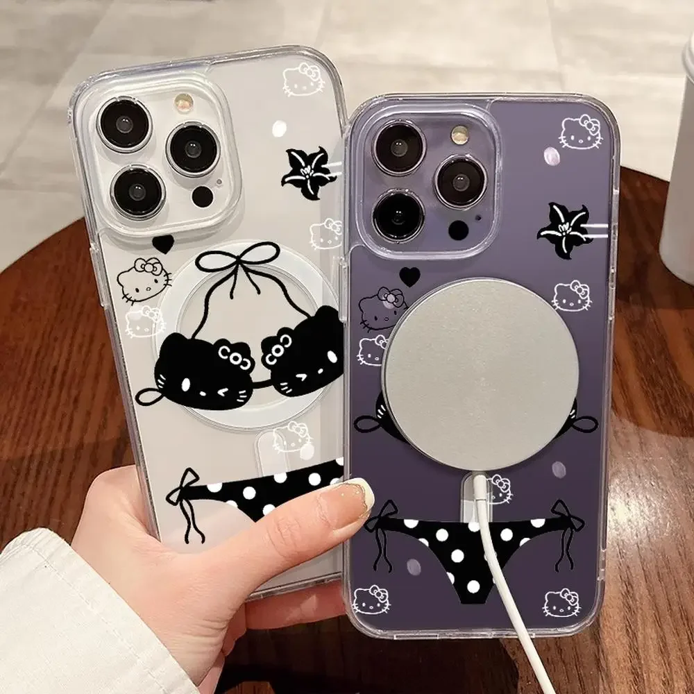 مرحبا كيتي جراب هاتف منع السقوط آيفون 16/15/14/13/12/11 فتاة جراب هاتف مرحبا كيتي الإكسسوارات 2025 جديد