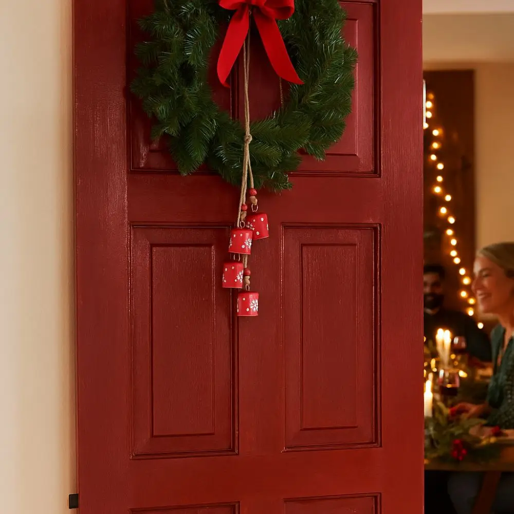 خمر شجرة عيد الميلاد أجراس سلسلة DIY سحر الحديد الفن جدار شنقا أجراس ندفة الثلج الإبداعية أجراس قلادة عيد الميلاد الديكور #5