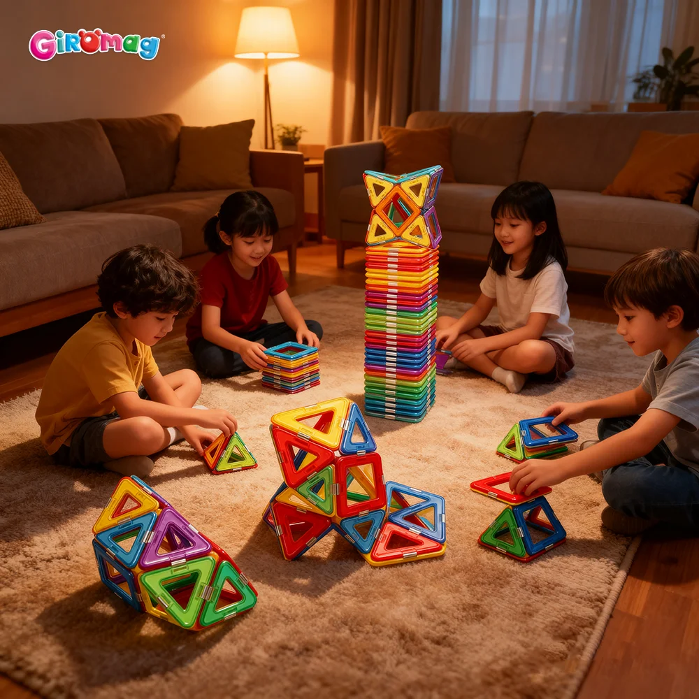 ของเล่นแม่เหล็กขนาดใหญ่ ชุดตัวต่อแม่เหล็ก DIY ของเล่นเสริมสร้างพัฒนาการสำหรับเด็ก ของเล่น STEM ของเล่นเสริมทักษะการเรียนรู้