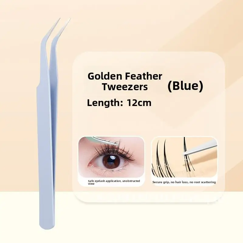 كابوفيني الذهب ريشة كاذبة ملاقط رمش سميكة الفولاذ المقاوم للصدأ المبتدئ كليب الكوع الجمال أداة عالمية