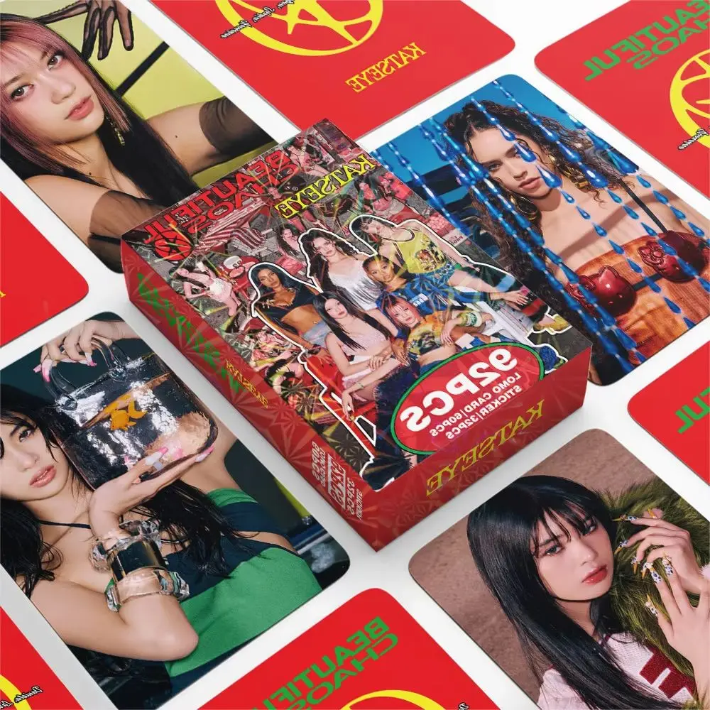 92 pièces/ensemble Kpop KATSEYE photocard BEAUTIFULCHAOS Album en boîte carte LOMO carte autocollant Manon Sophia Yoonchae Fans Collection cadeau