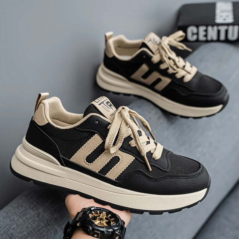 

Versatile Casual Shoes for Men Sporty Running Lightweight Dad Sneakers Black Youthful Trendy Korean Style Mesh Upgraded Winter