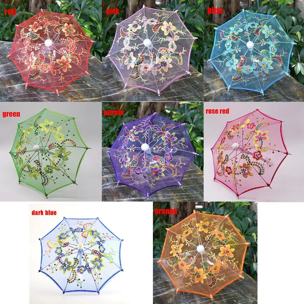 New Lace Umbrella Doll Accessories Baby Kids Mini Embroidered Umbrellas For Handmade Doll Plastic Doll Girls Toy Gifts