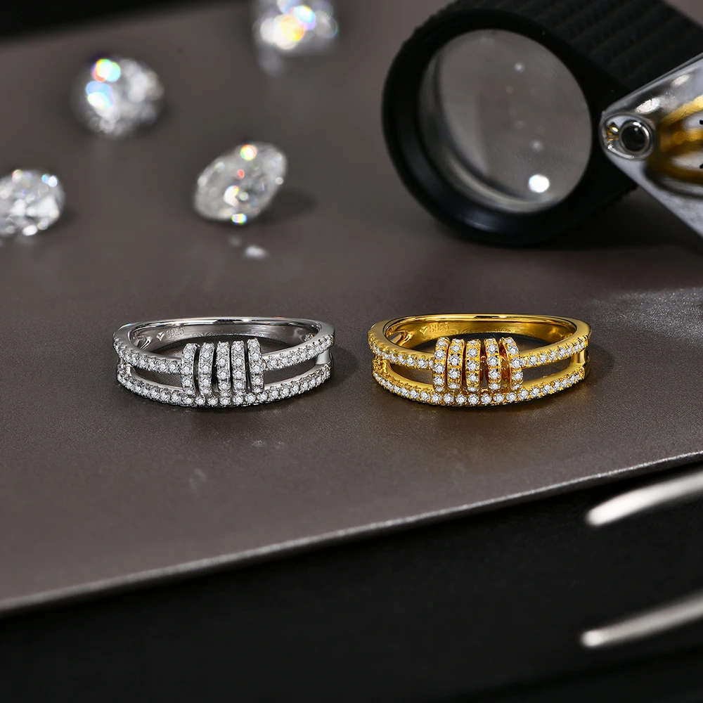 Custom Moissanite Wedding Band Ring, 925 Silver