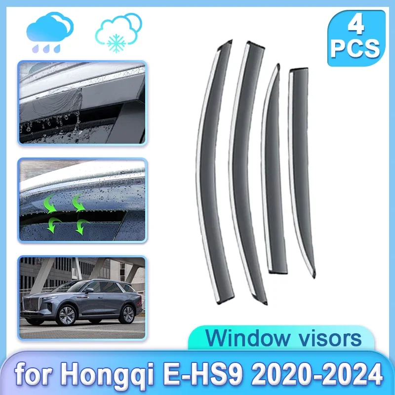 Car Window Door Visor for Hongqi E-HS9 EHS9 EV 2020 2021 2022 2023 2024 Weathershield Door Visor Wind Rain Sun Guard Accessories