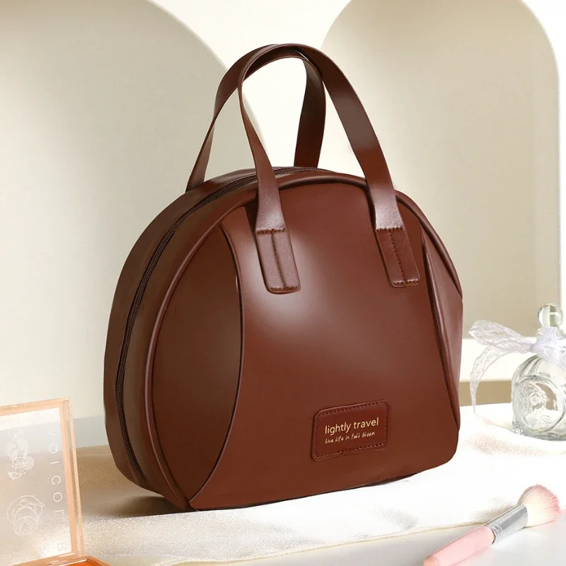

Fashion Makeup Bag Travel Women PU Leather Shell Cosmetic Bag Handbag Portable Makeup Bag Lipstick Perfume Beauty Pouch Mirror