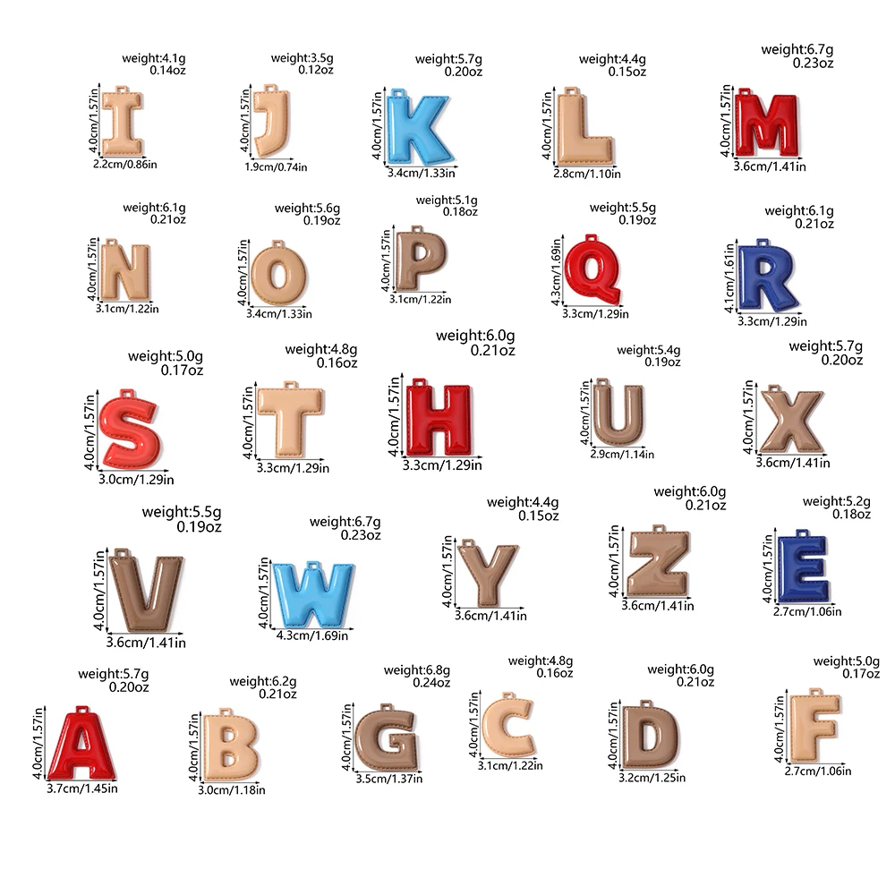 Tusember 5 Stück 40mm Niedliche Metall-Emaille A-Z Alphabet Buchstaben Charms Anhänger für Schmuckherstellung Ohrringe Halsketten DIY Bastelarbeiten – Detail 2