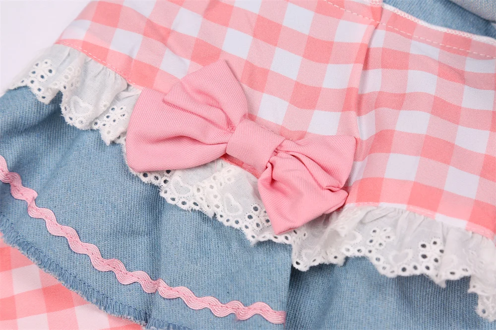 Y2k Kawaii Denim Skirt Mini Party Sweet Ball Gown Aesthetic High Waist Skirts 4 Layer Ruffle Cake Skirts E Girls Summer Skater