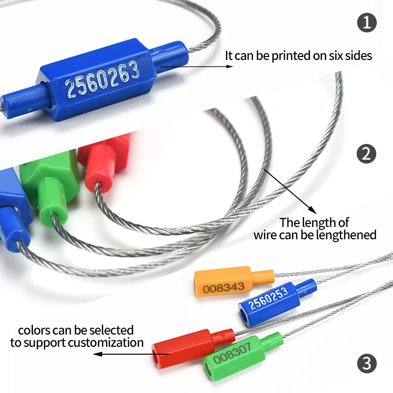 Imagem -05 - Selos de Cabo Invioláveis Selos de Fio Evidentes de Alta Segurança Metal Auto Bloqueio Puxar Etiquetas Apertadas para Reboques de Caminhão de Carga Recipientes 50 Peças