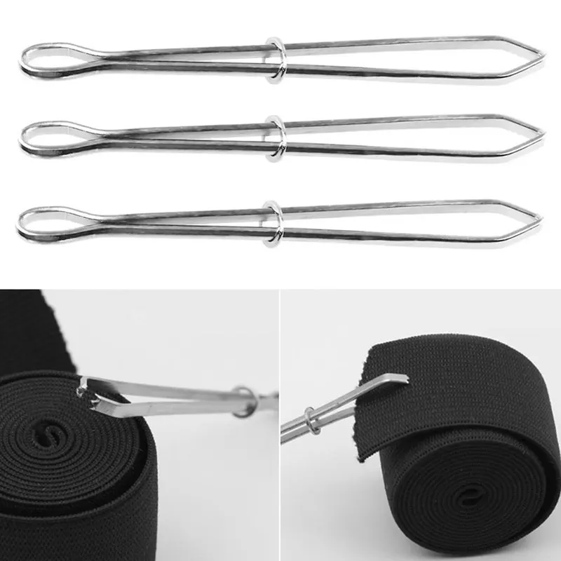 For Elastics Sewing Accessories DIY Tool Elastic Cord Rope Threader Clip Self-Locking Tweeze Stainless Steel Threading Guide