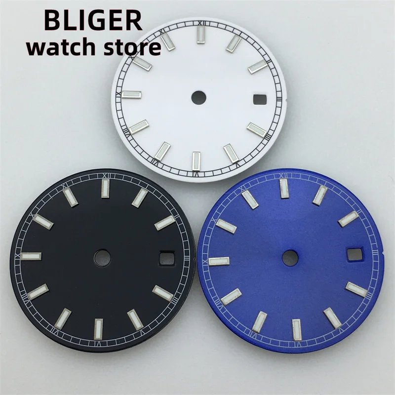 Bliger Dial 29.2mm Round Dial Date Kit ETA 2824/2836 Miyota 8215/8205/821A Sports Men's Watch Night Plate Parts Black White Blue