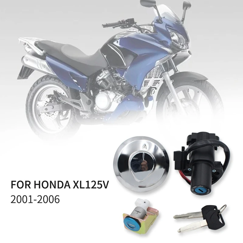 Motorcycle Ignition Switch Lock Seat Lock GAS Fuel Tunk Cap Lock With Key Set For Honda XL125V 2001-2006