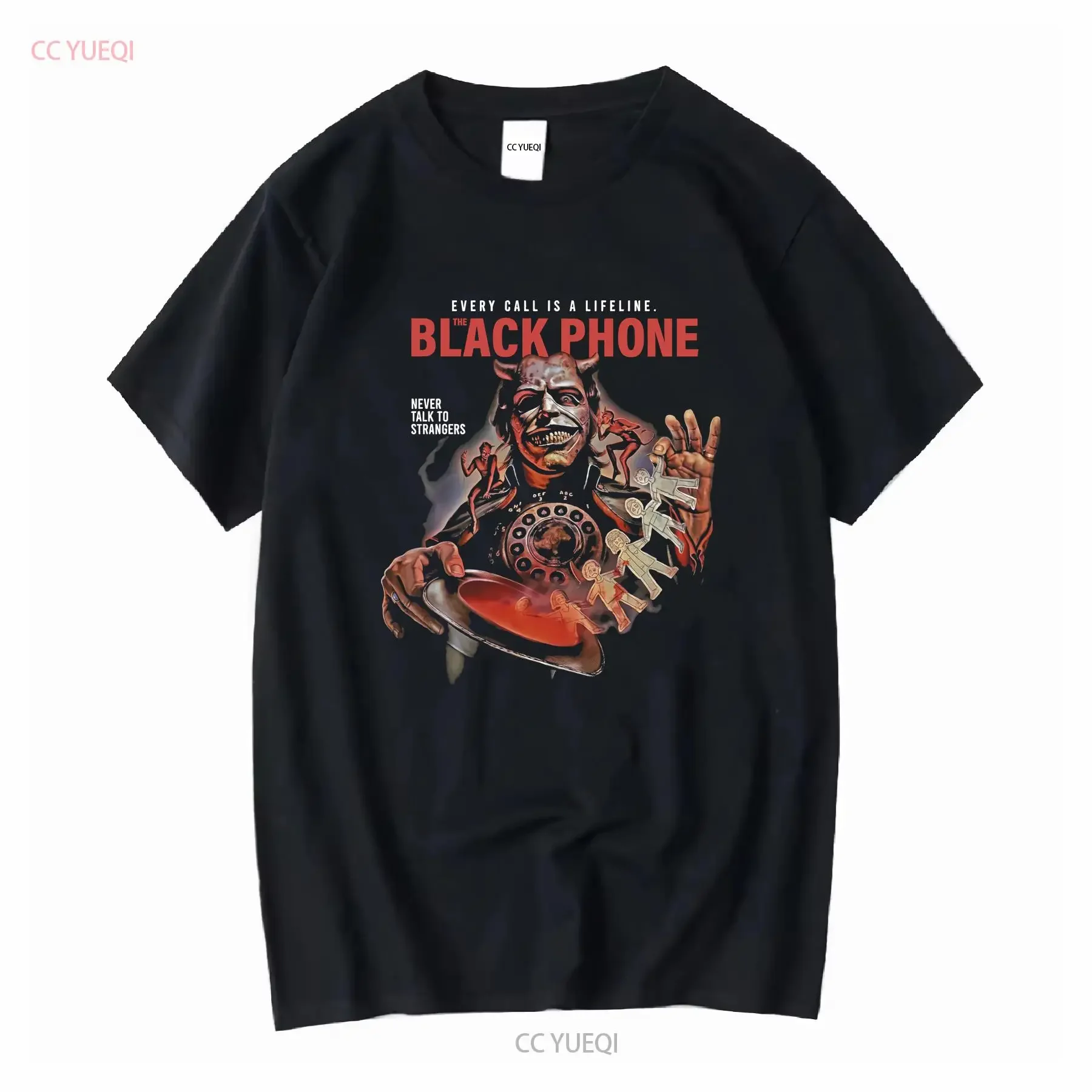 تي شيرت The Black Phone Grabber Horror Movie تي شيرت قطني S 3XL عتيق مغسول مريح ممتد ناعم مصمم ملابس عصرية